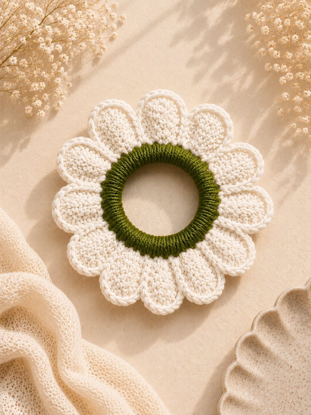 Crochet Flower Scrunchie